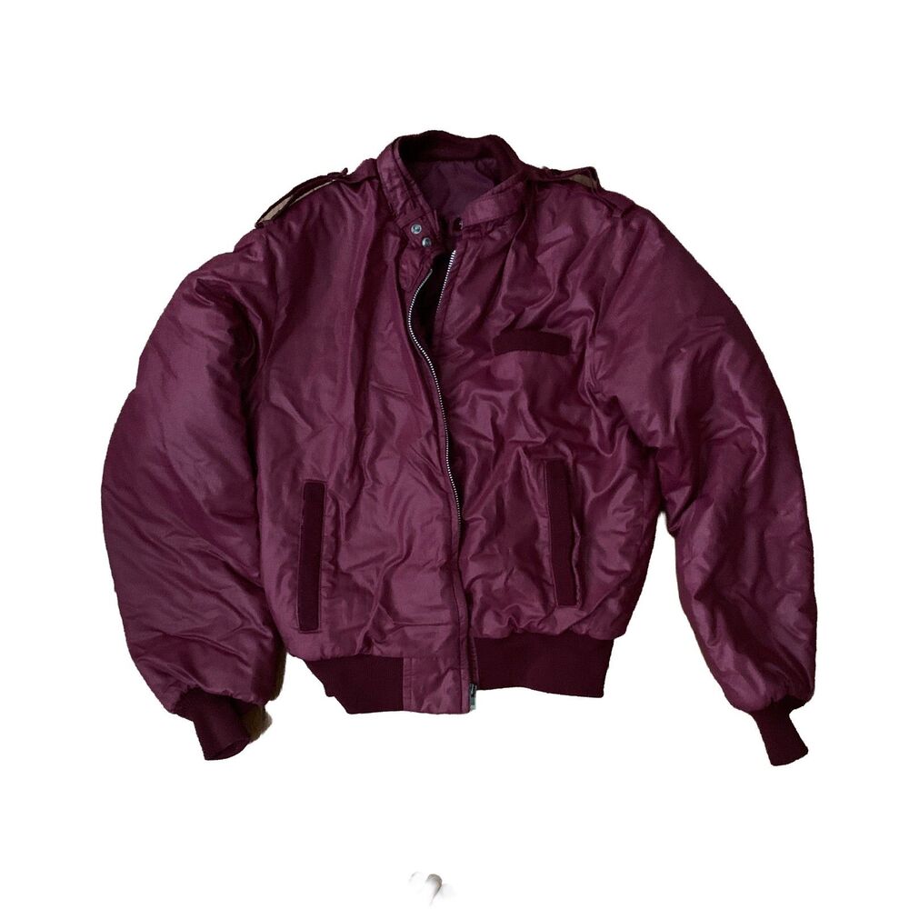 Vintage 80s Members Only-Style Maroon Bomber Jacket Youth XL Men XXS Unbranded